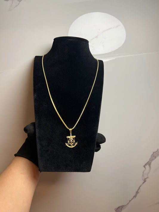 Cadena Franco de Oro 10K 22” x 0.8 mm con Dije de Ancla